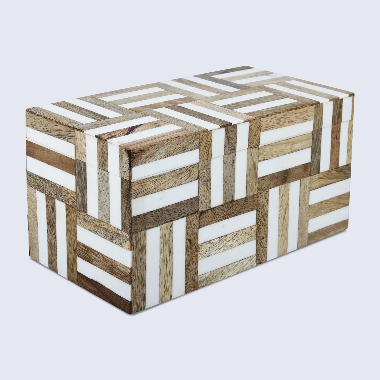 Decorative Box Marquet Chase Collection Wood & Resin Inlay Brown White in 8 Sizes