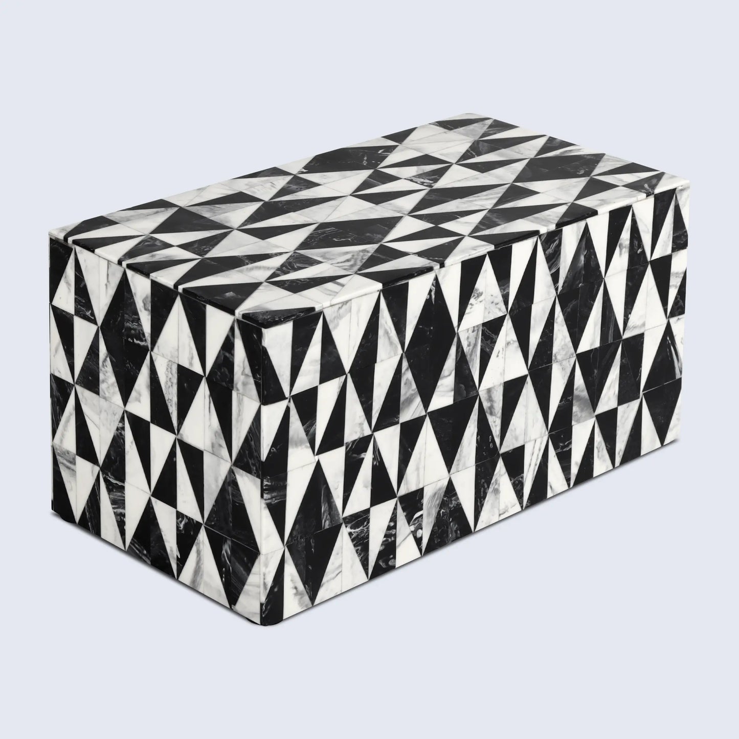 Medley Harlequin Pattern Decorative Storage Box, Resin Inlay in 7 Sizes, Black & White