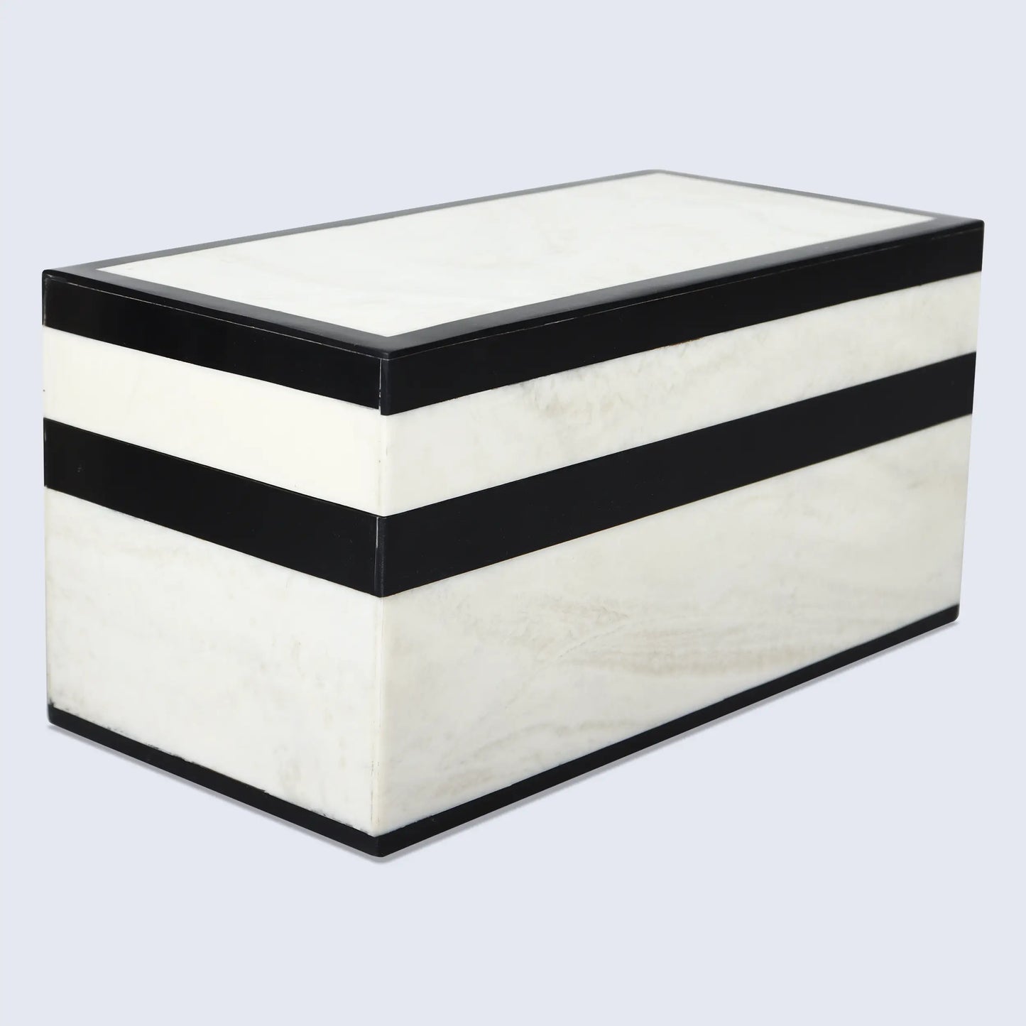 Mono Court Pattern Decorative Storage Box, Resin Inlay in 7 Sizes, Black-White
