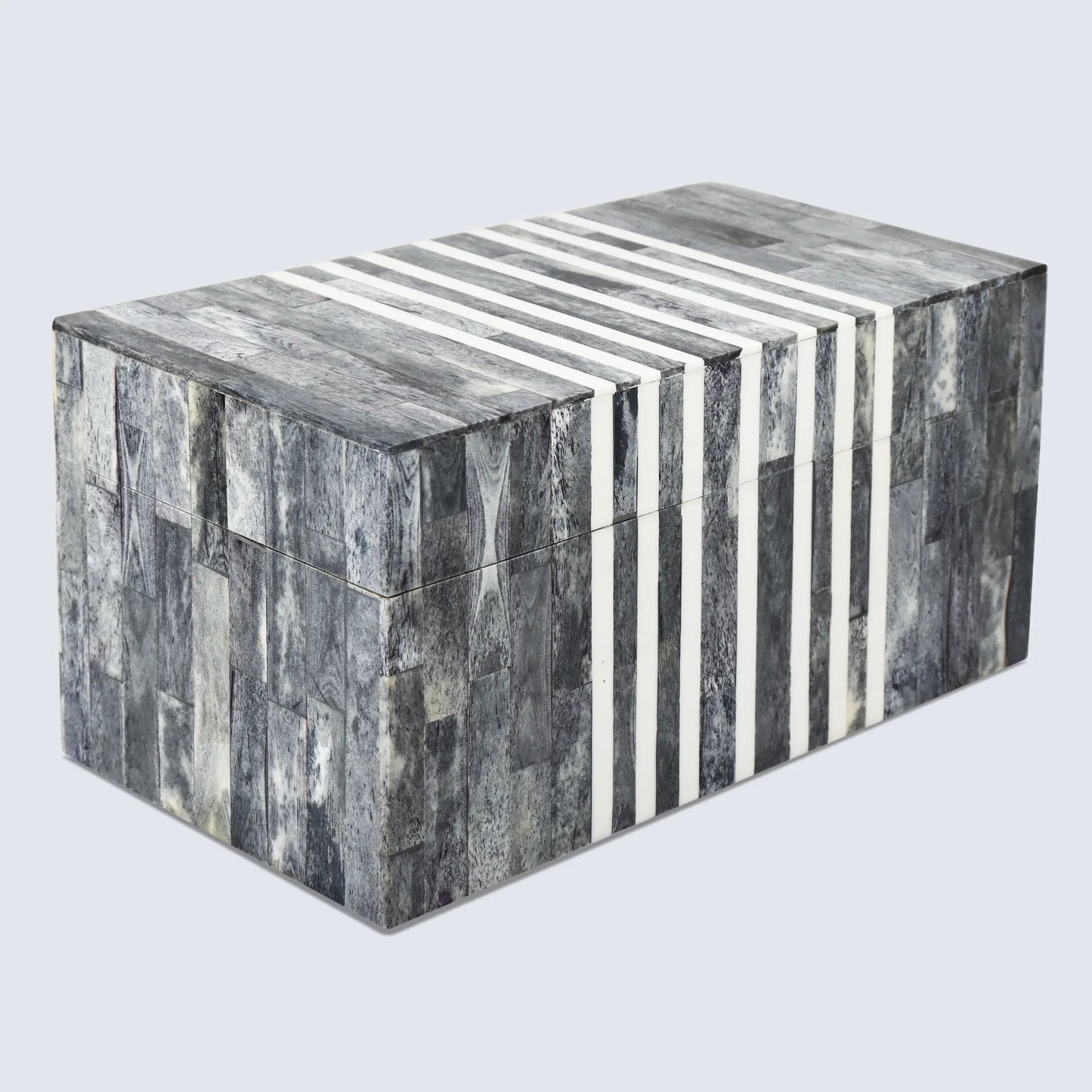 Patisserie Cafe Pattern Decorative Storage Box, Bone & Resin Inlay in 7 Sizes, Grey