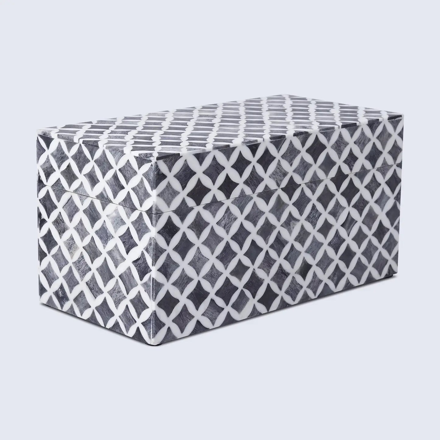 Star Pattern Decorative Storage Box, Bone & Resin Inlay in 7 Sizes, Grey