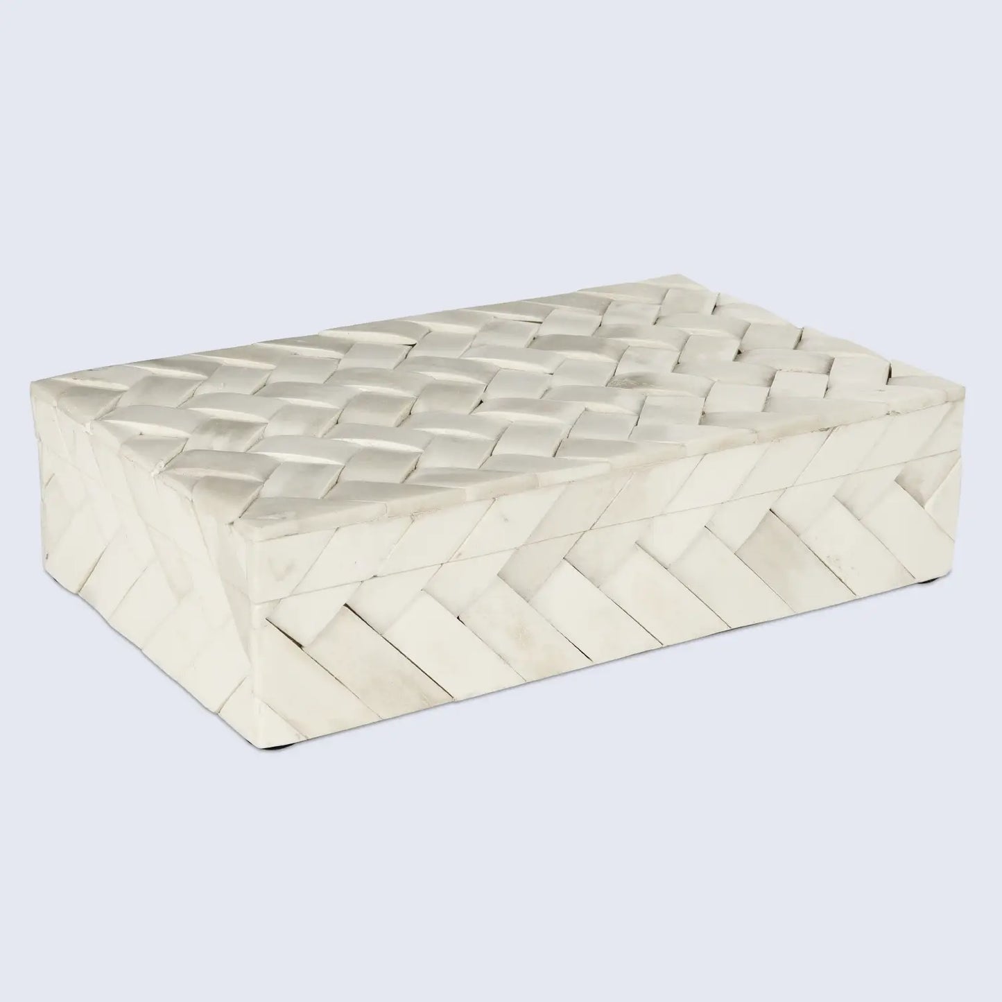 Braid Pattern Decorative Storage Box, Bone Inlay in 7 Sizes, Ivory