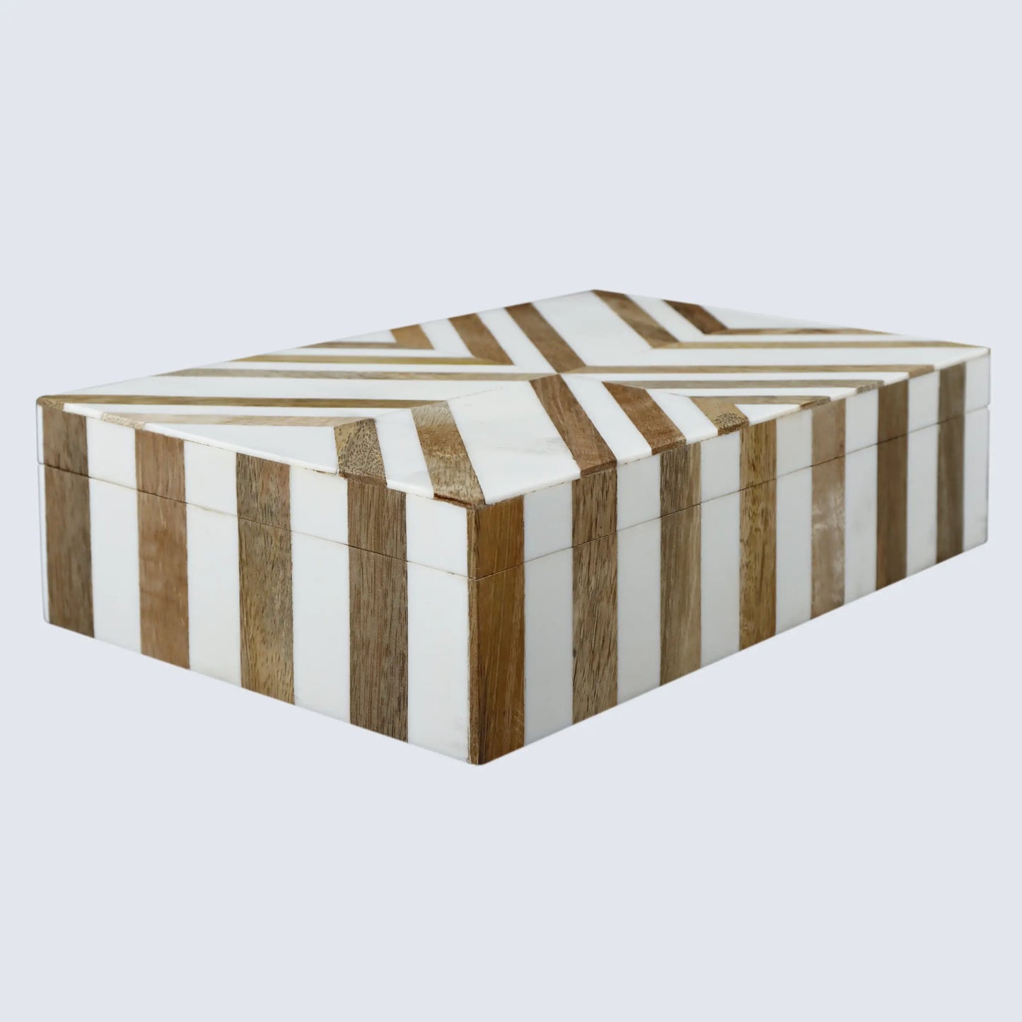 marquet chevron resin wood inlay decorative storage box 8 size