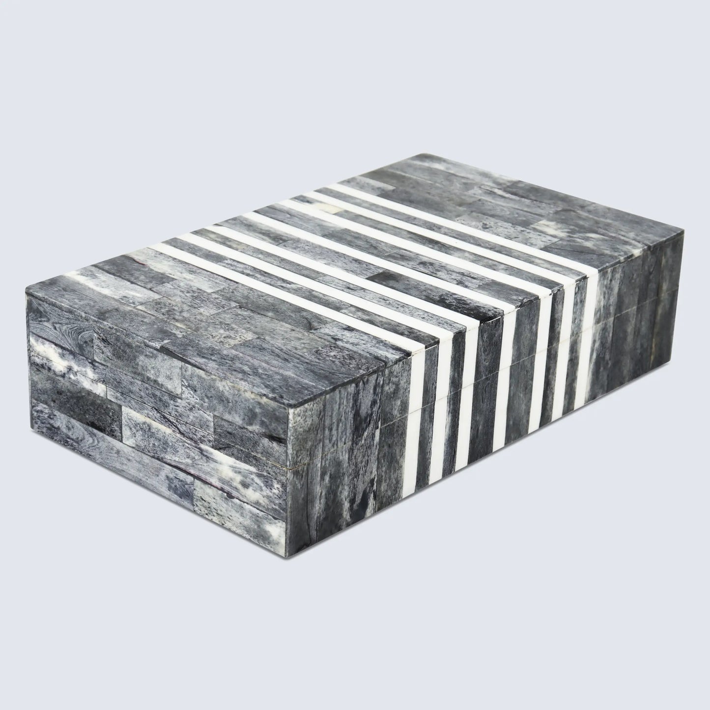 Patisserie Cafe Pattern Decorative Storage Box, Bone & Resin Inlay in 7 Sizes, Grey