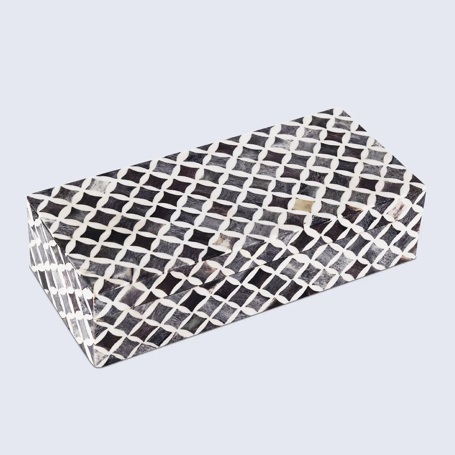 Star Pattern Decorative Storage Box, Bone & Resin Inlay in 7 Sizes, Grey