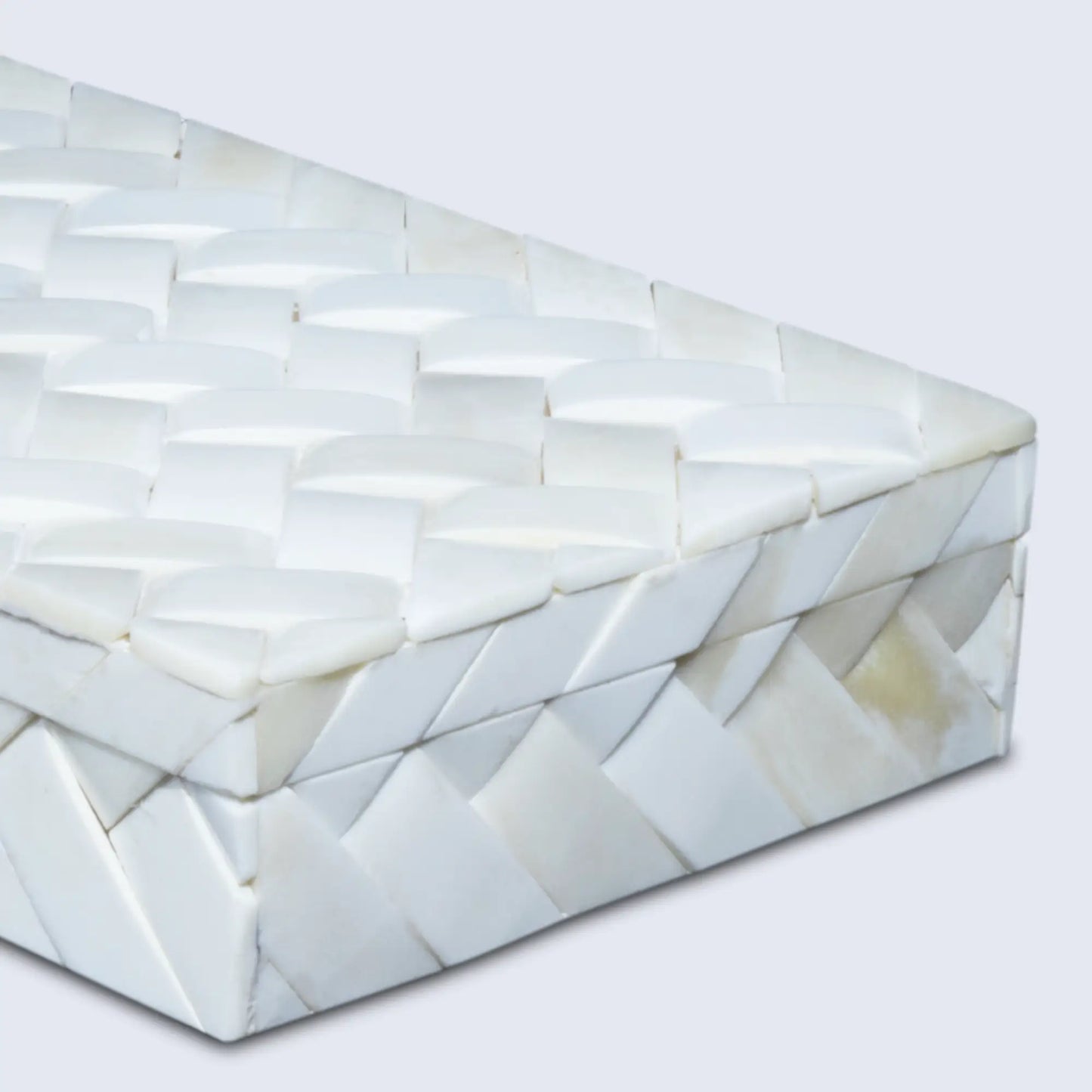 Braid Pattern Decorative Storage Box, Bone Inlay in 7 Sizes, Ivory