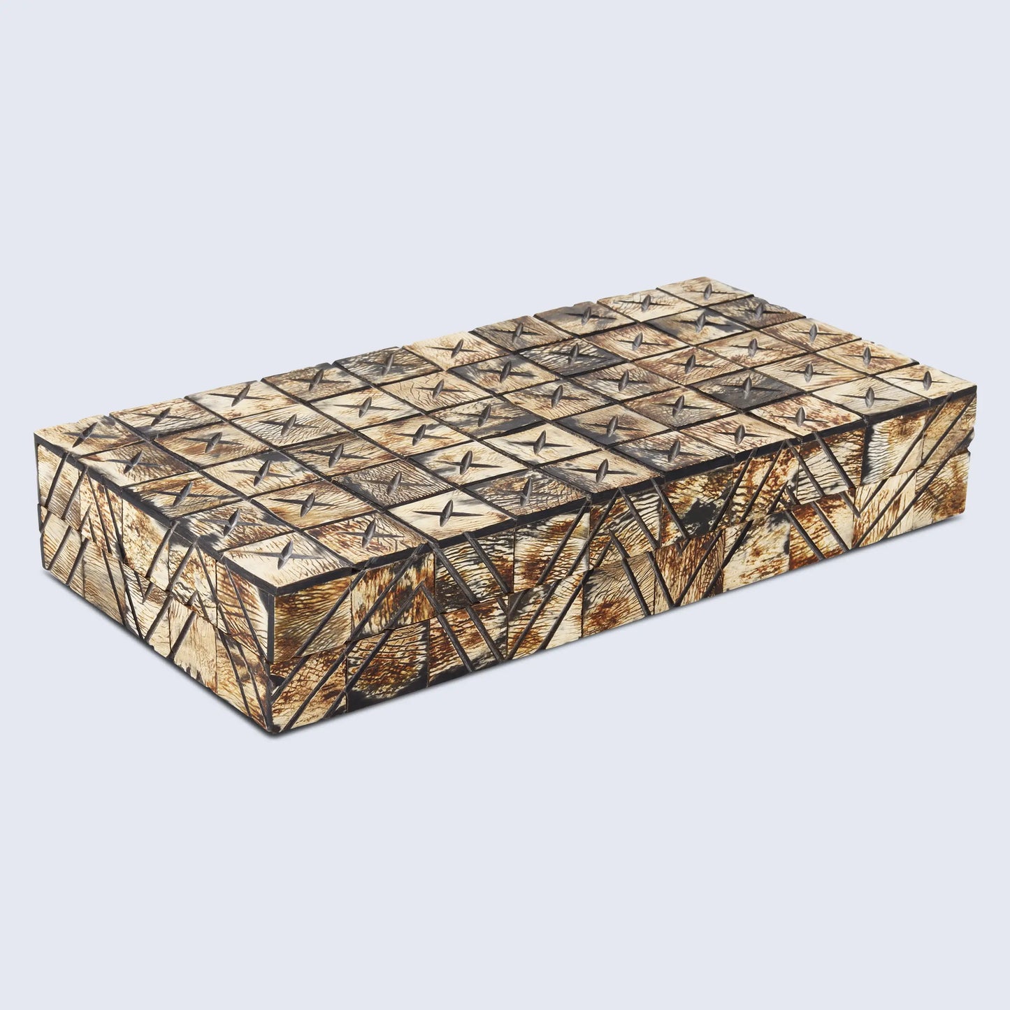 Kept Paradox Pattern Decorative Storage, Horn Inlay in 7 Sizes, Brown