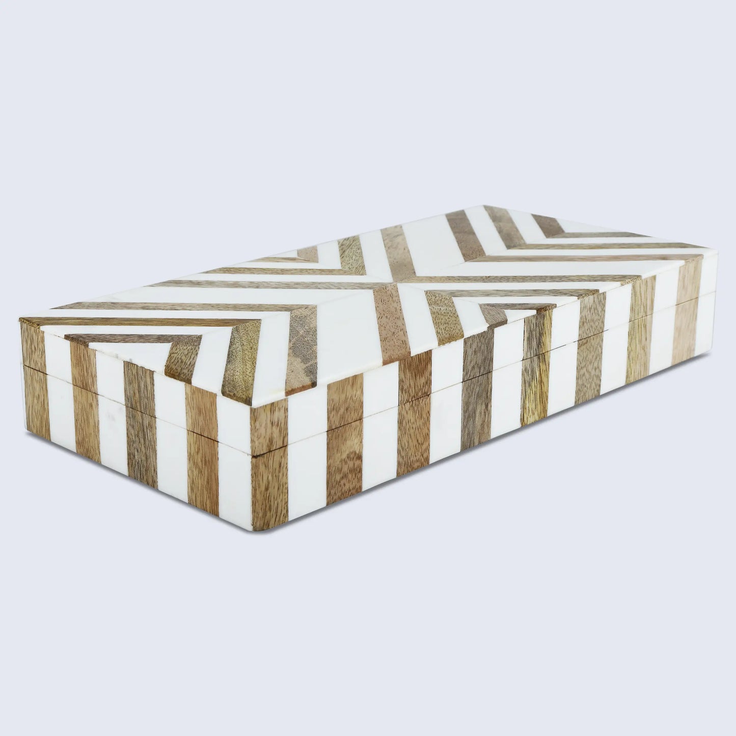 marquet chevron resin wood inlay decorative storage box 8 size