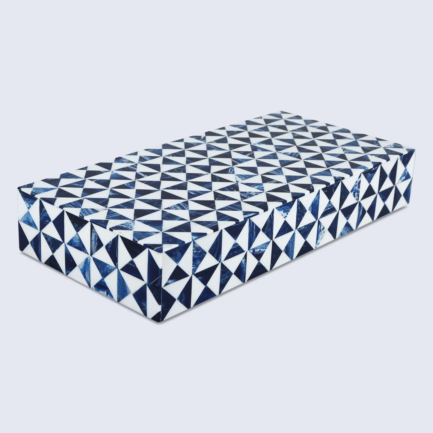 marquet indigo pattern resin inlay decorative storage box
