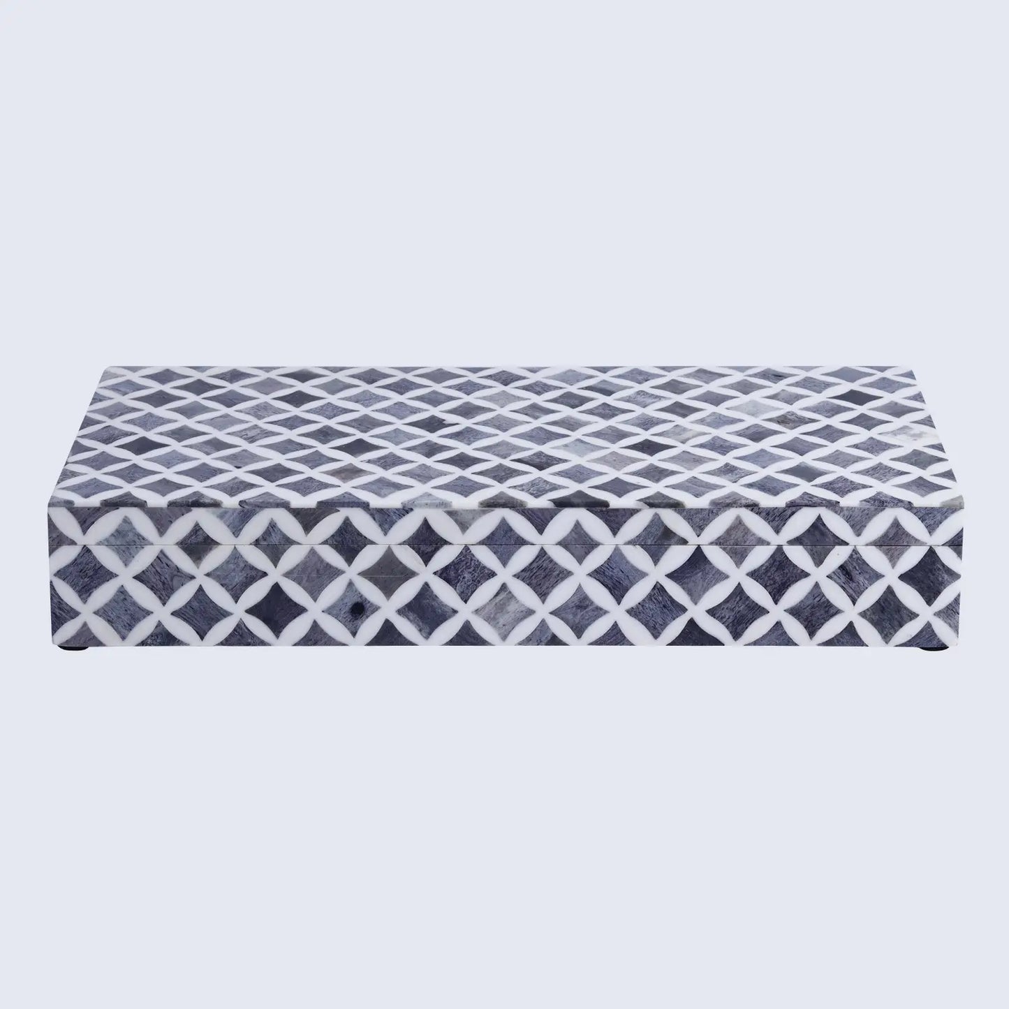 Star Pattern Decorative Storage Box, Bone & Resin Inlay in 7 Sizes, Grey