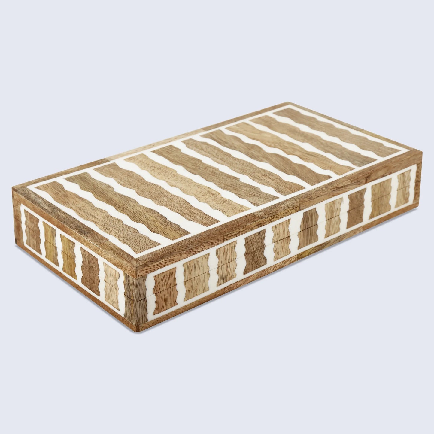 Kept Safari Pattern Decorative Storage, Resin Inlay & Wood in 7 Sizes, Brown-White
