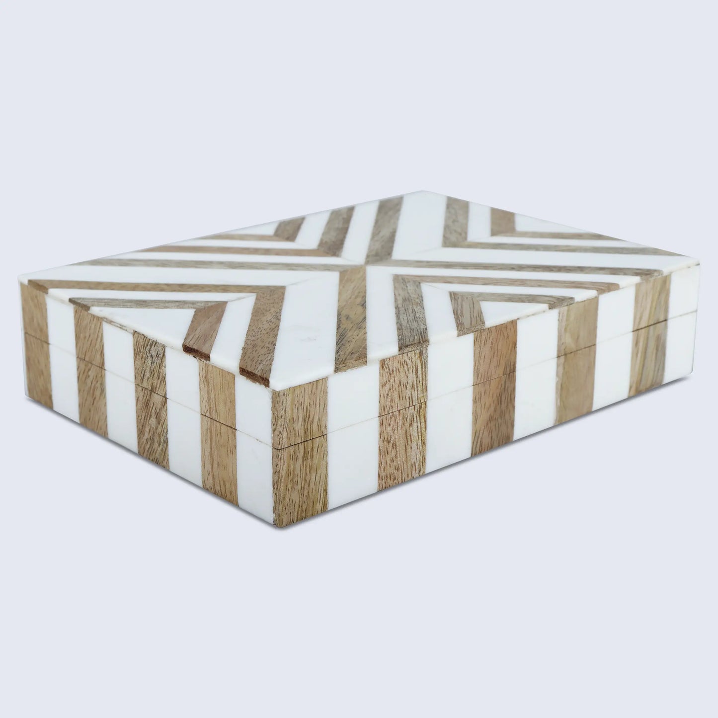 marquet chevron resin wood inlay decorative storage box 8 size