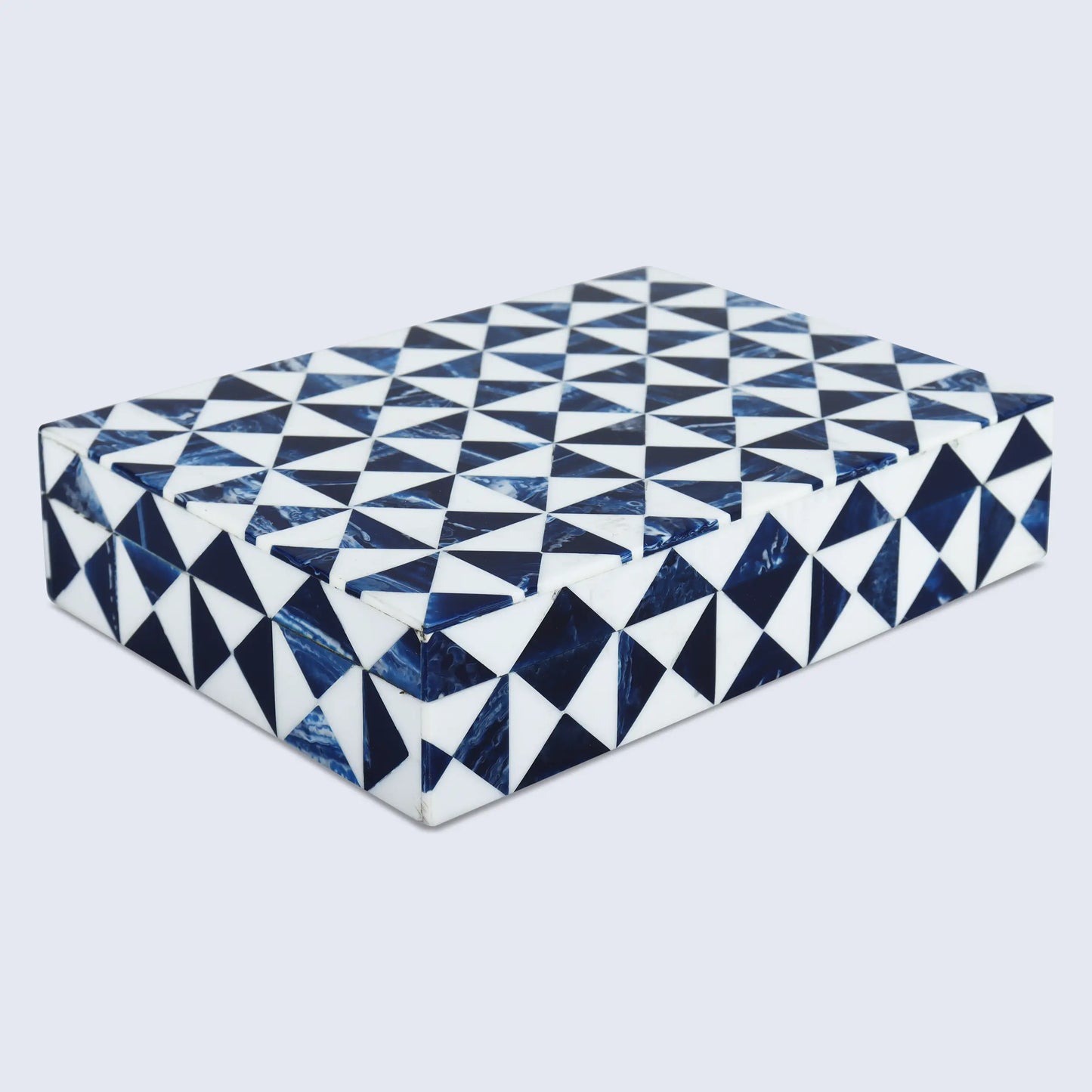 marquet indigo pattern resin inlay decorative storage box