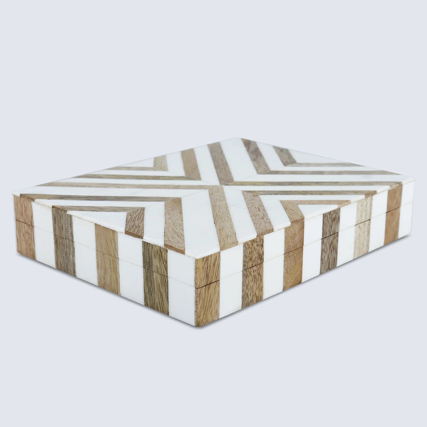 marquet chevron resin wood inlay decorative storage box 8 size
