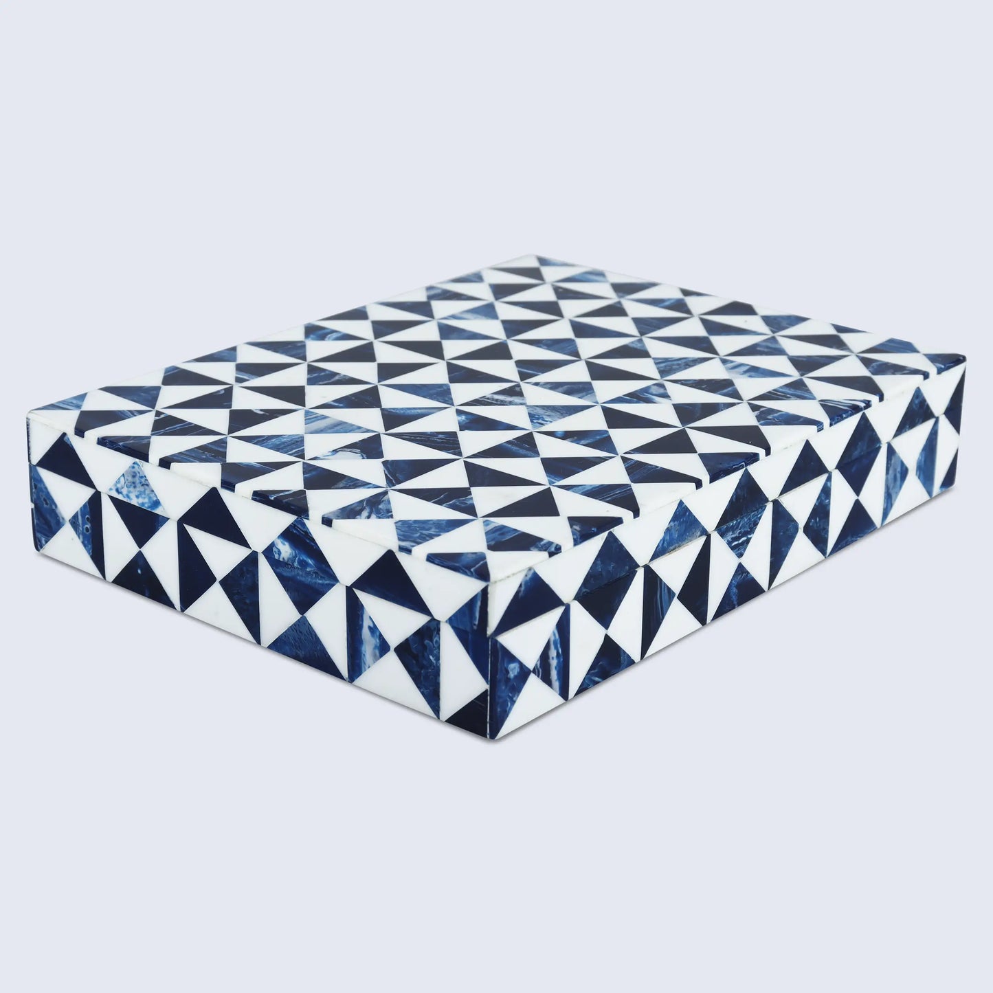 marquet indigo pattern resin inlay decorative storage box
