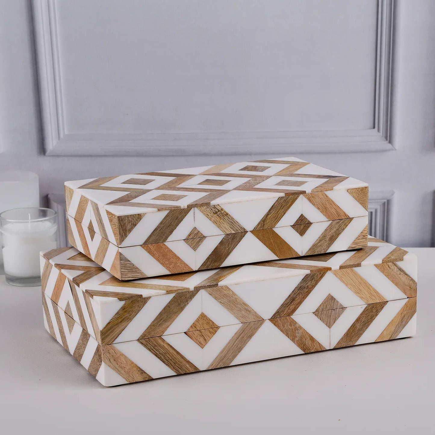 Marquet Array Resin & Wood Inlay Decorative Storage Box