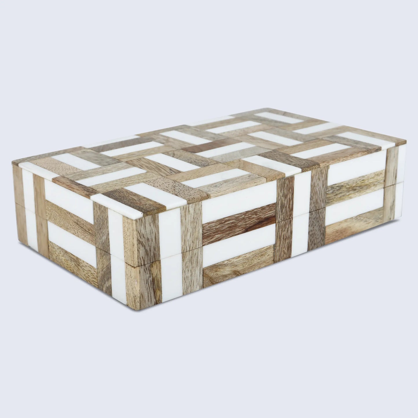 Decorative Box Marquet Chase Collection Wood & Resin Inlay Brown White in 8 Sizes