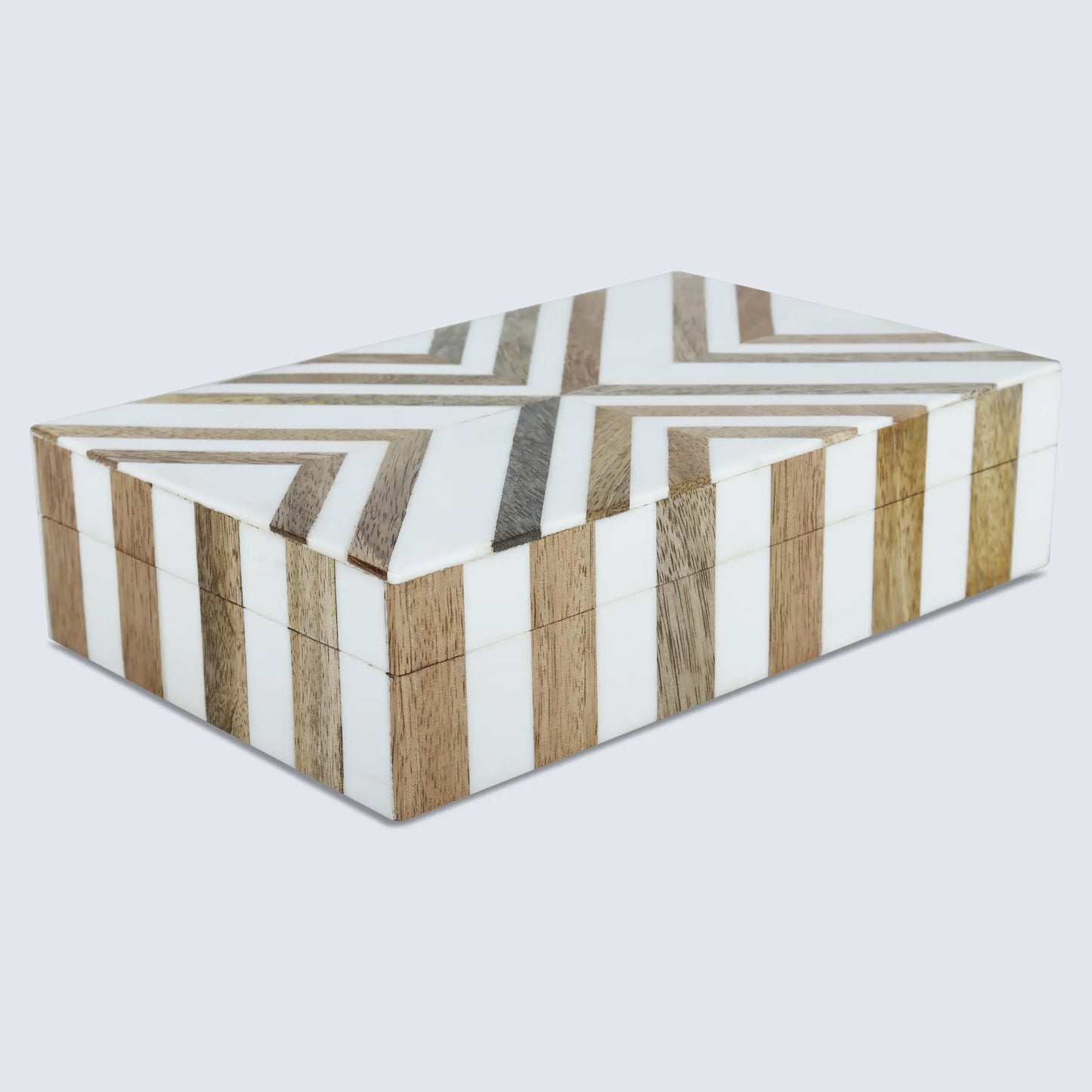 marquet chevron resin wood inlay decorative storage box 8 size
