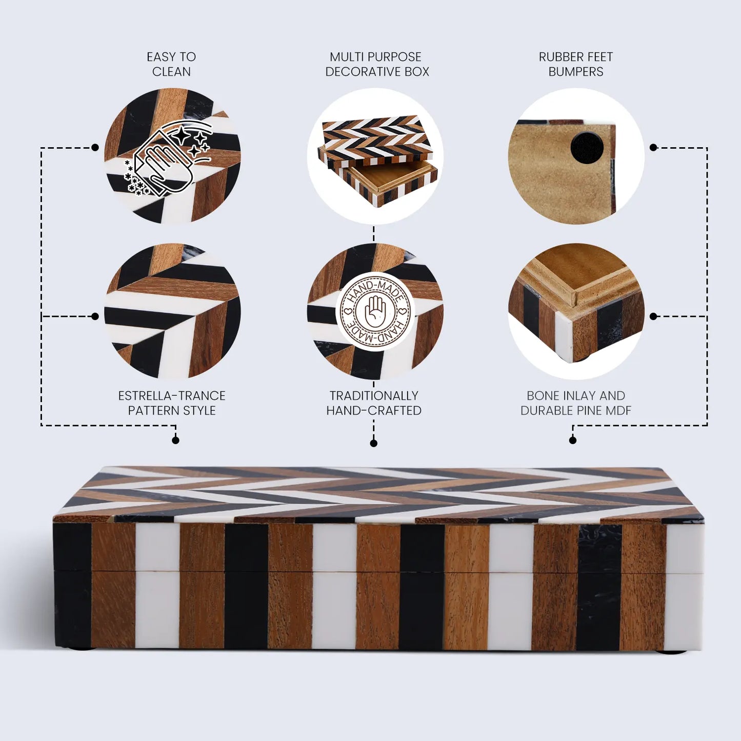 Marquet Cosmo Resin & Wood Inlay Decorative Storage Box - 8 Sizes