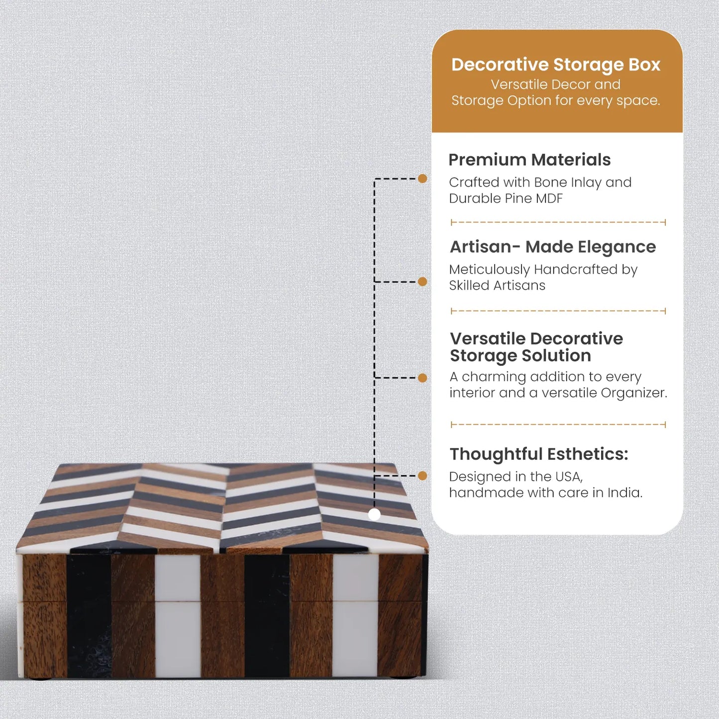 Marquet Cosmo Resin & Wood Inlay Decorative Storage Box - 8 Sizes