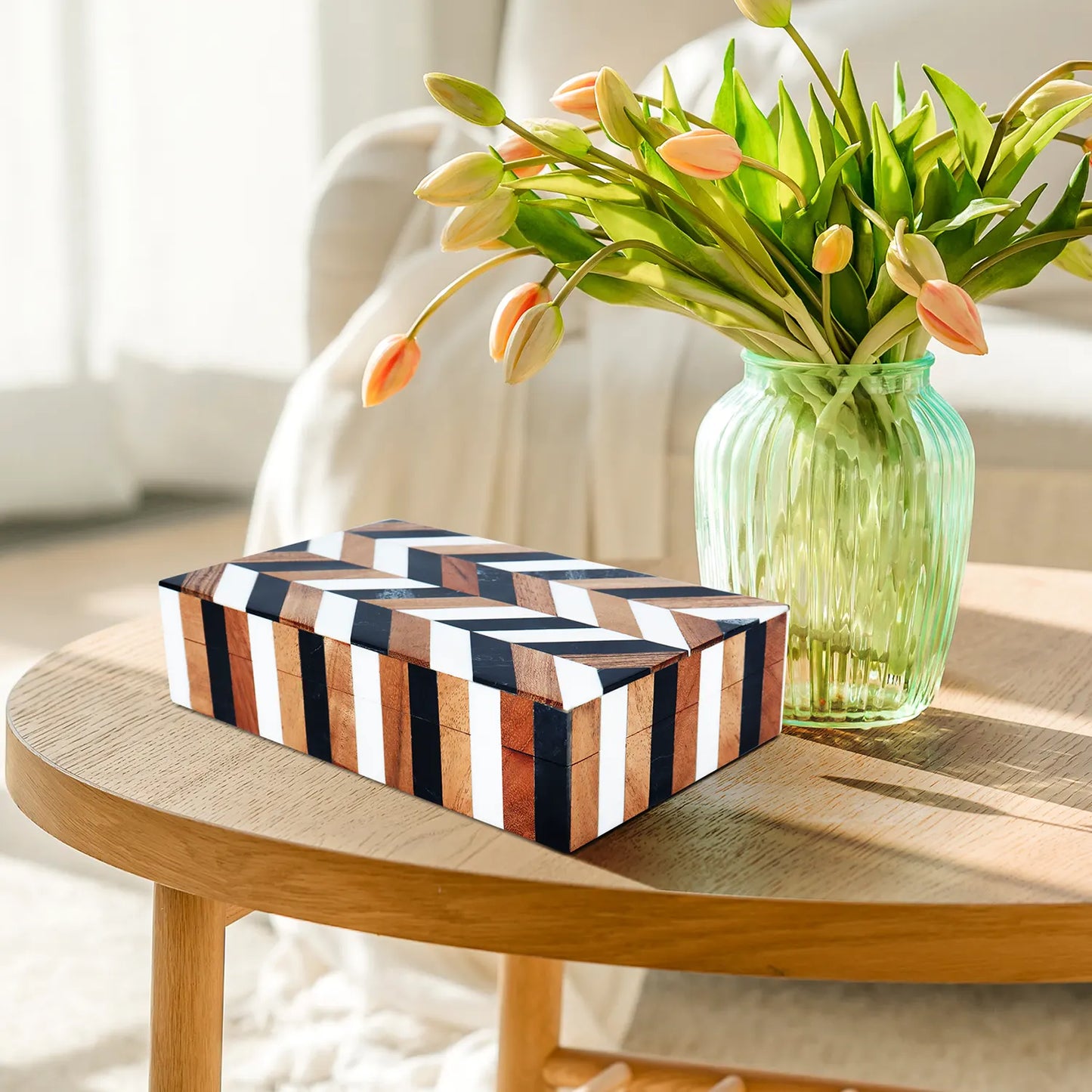 Marquet Cosmo Resin & Wood Inlay Decorative Storage Box - 8 Sizes