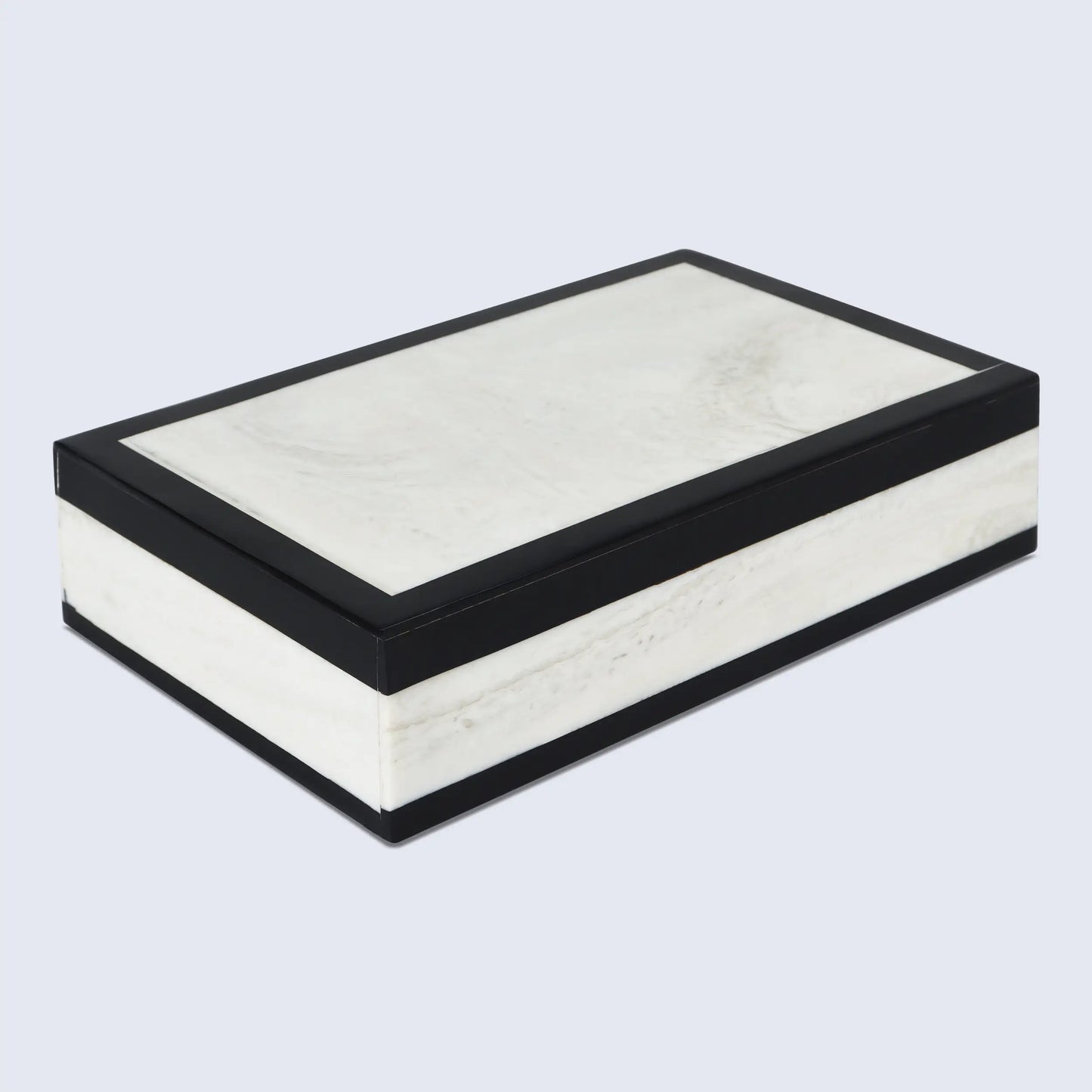 Mono Court Pattern Decorative Storage Box, Resin Inlay in 7 Sizes, Black-White