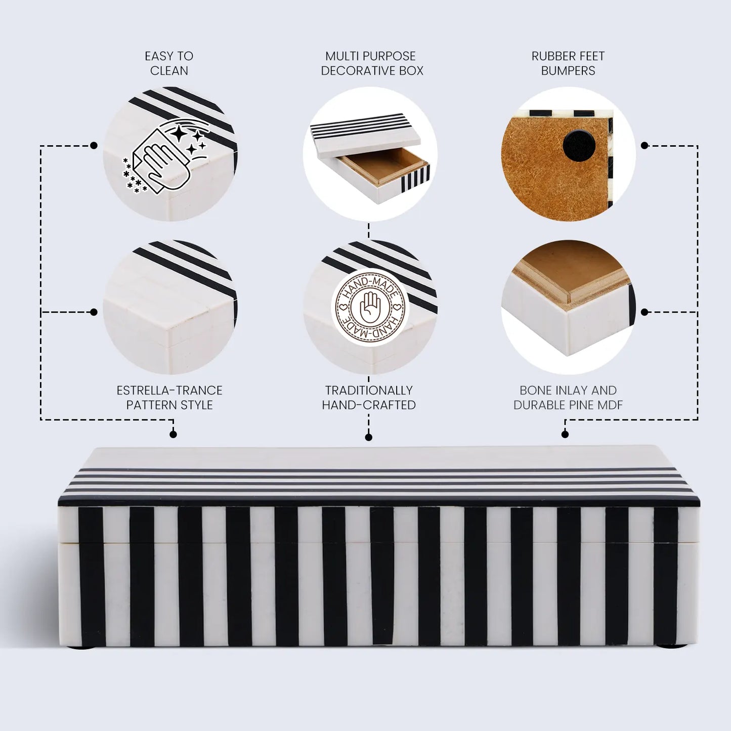 Mono Lead Resin Inlay Decorative Storage Box in 7 Sizes