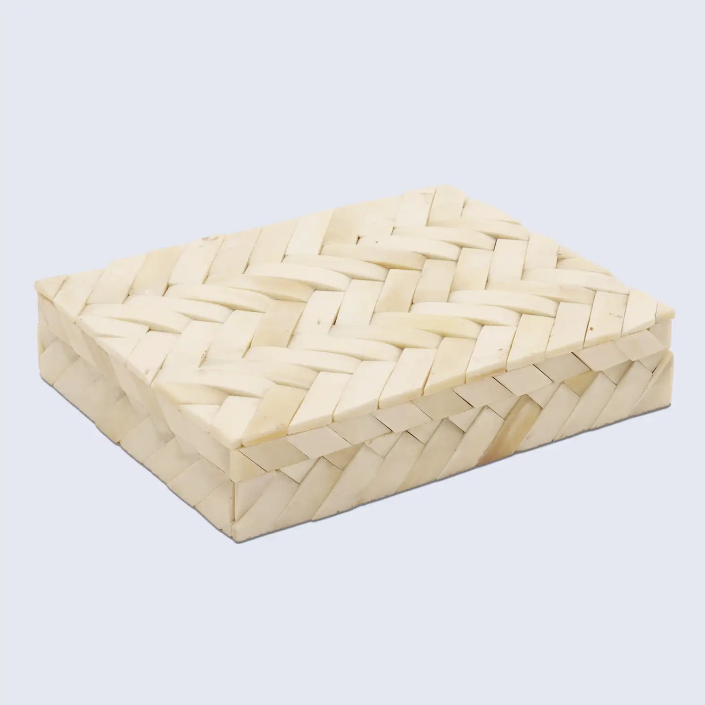Braid Pattern Decorative Storage Box, Bone Inlay in 7 Sizes, Ivory