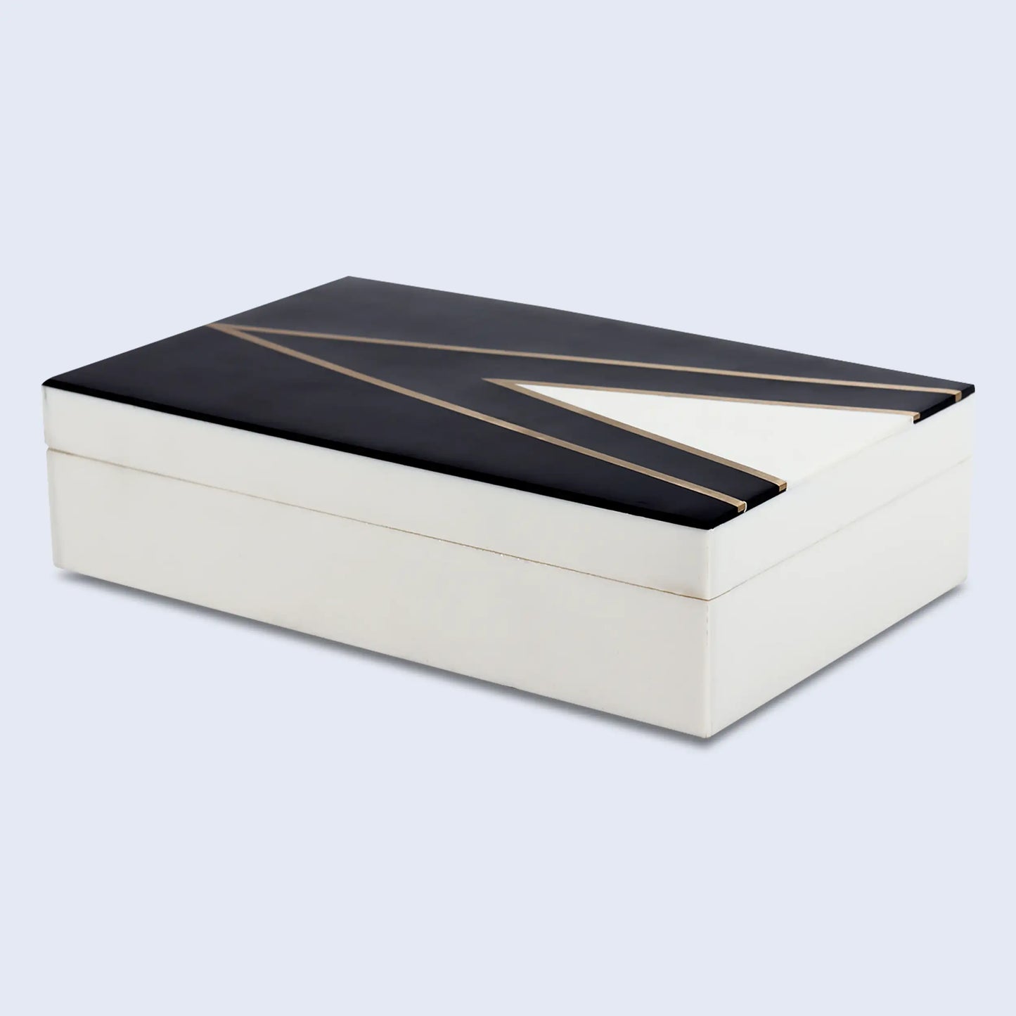 Kept Dapper Gent Pattern Decorative Storage Box, Resin Inlay in 7 Sizes, Black & White