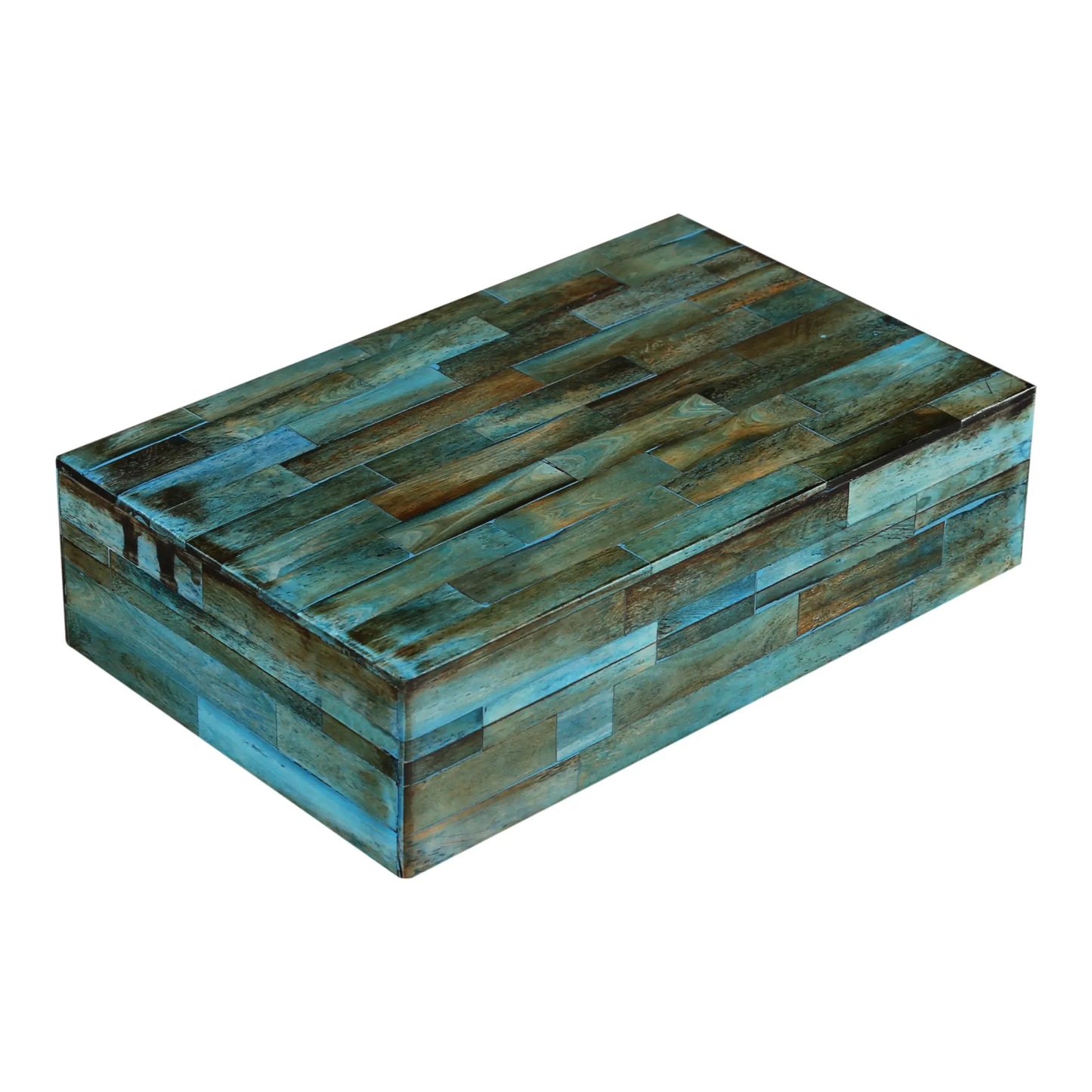Decorative Storage Box, Bone Inlay in 7 Sizes, Verdigris