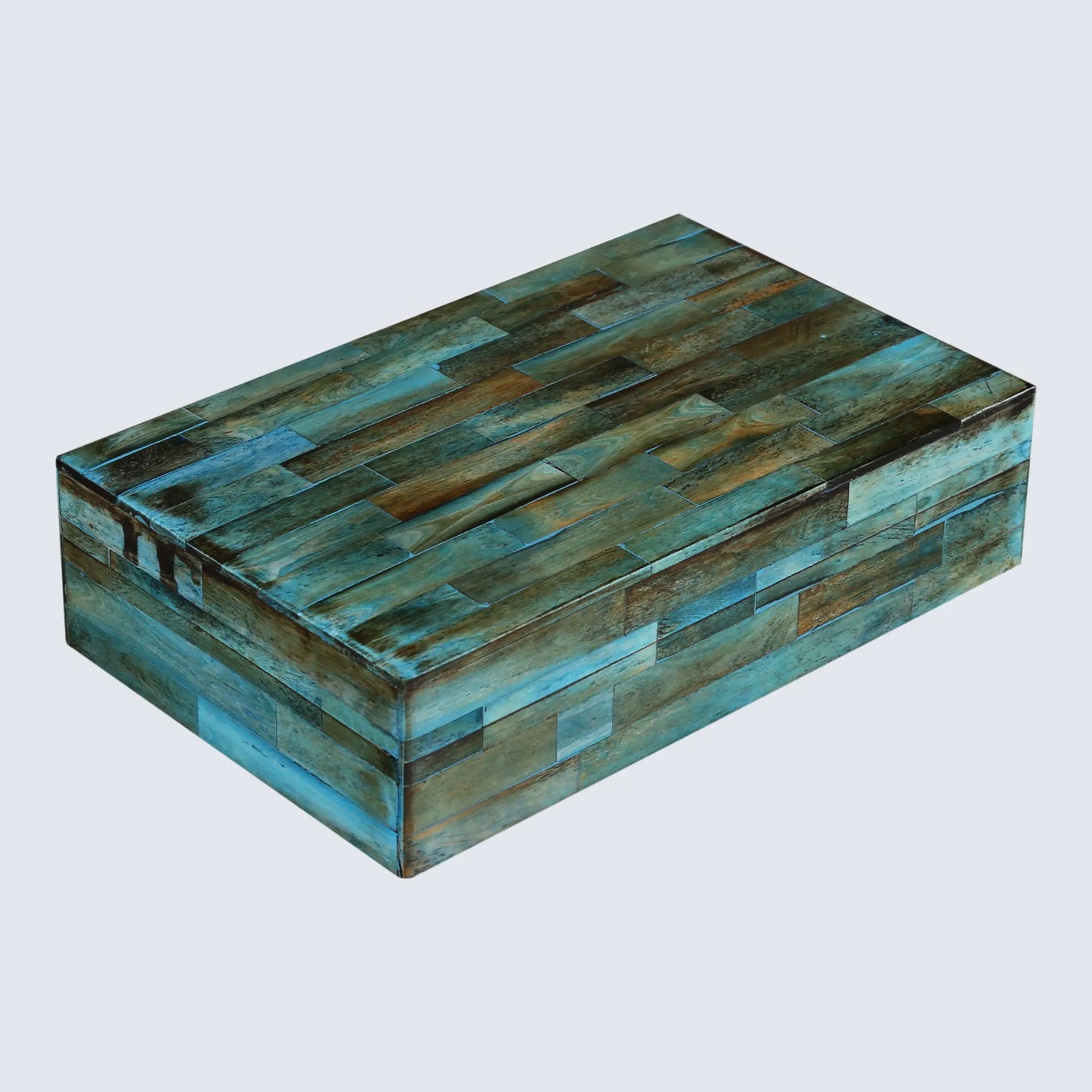 Decorative Storage Box, Bone Inlay in 7 Sizes, Verdigris