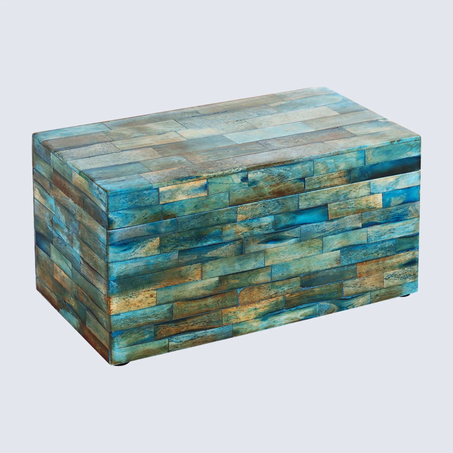 Decorative Storage Box, Bone Inlay in 7 Sizes, Verdigris