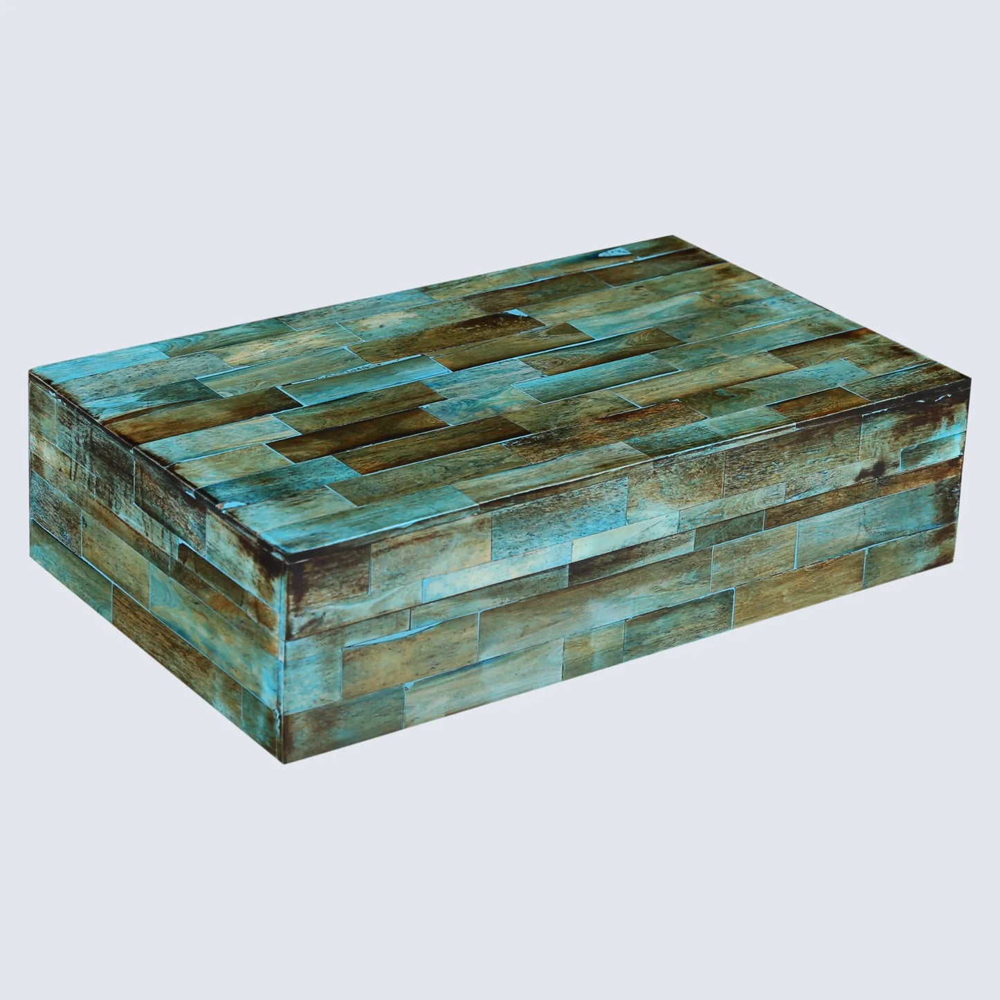 Decorative Storage Box, Bone Inlay in 7 Sizes, Verdigris