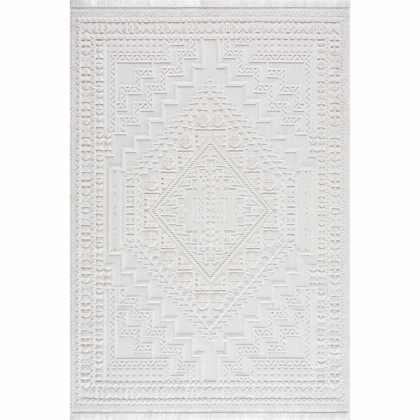 Alya White Fringe Rug