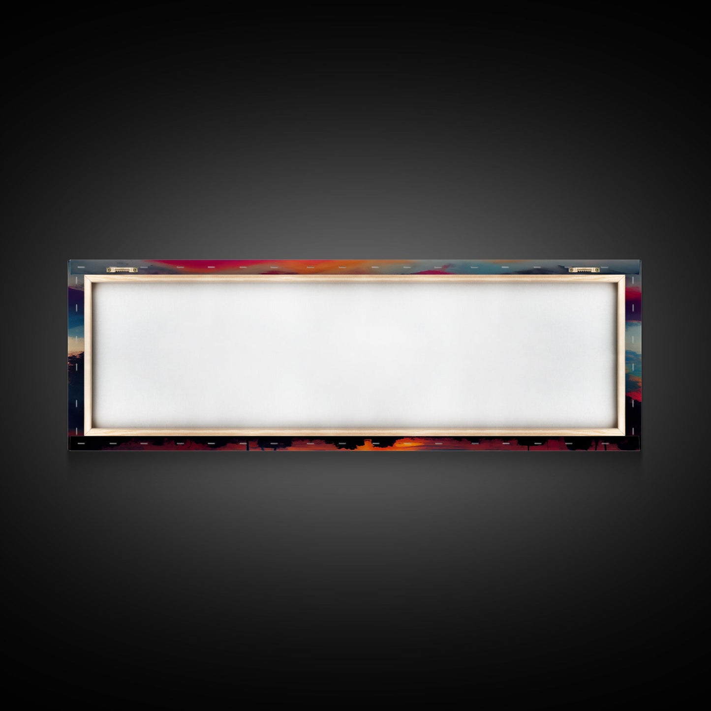 Beautiful Panoramic Sunset Watercolor, Extra Large Wall Art, Framed Panoramic Canvas Print, Framed Wall Art