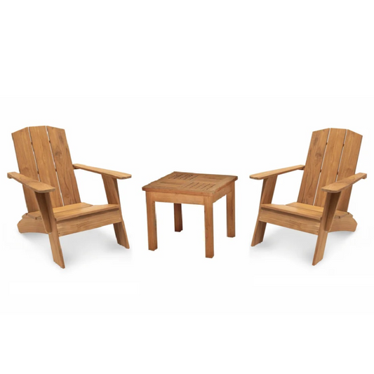 Bainbridge Teak Patio Adirondack Lounge Set 3PC