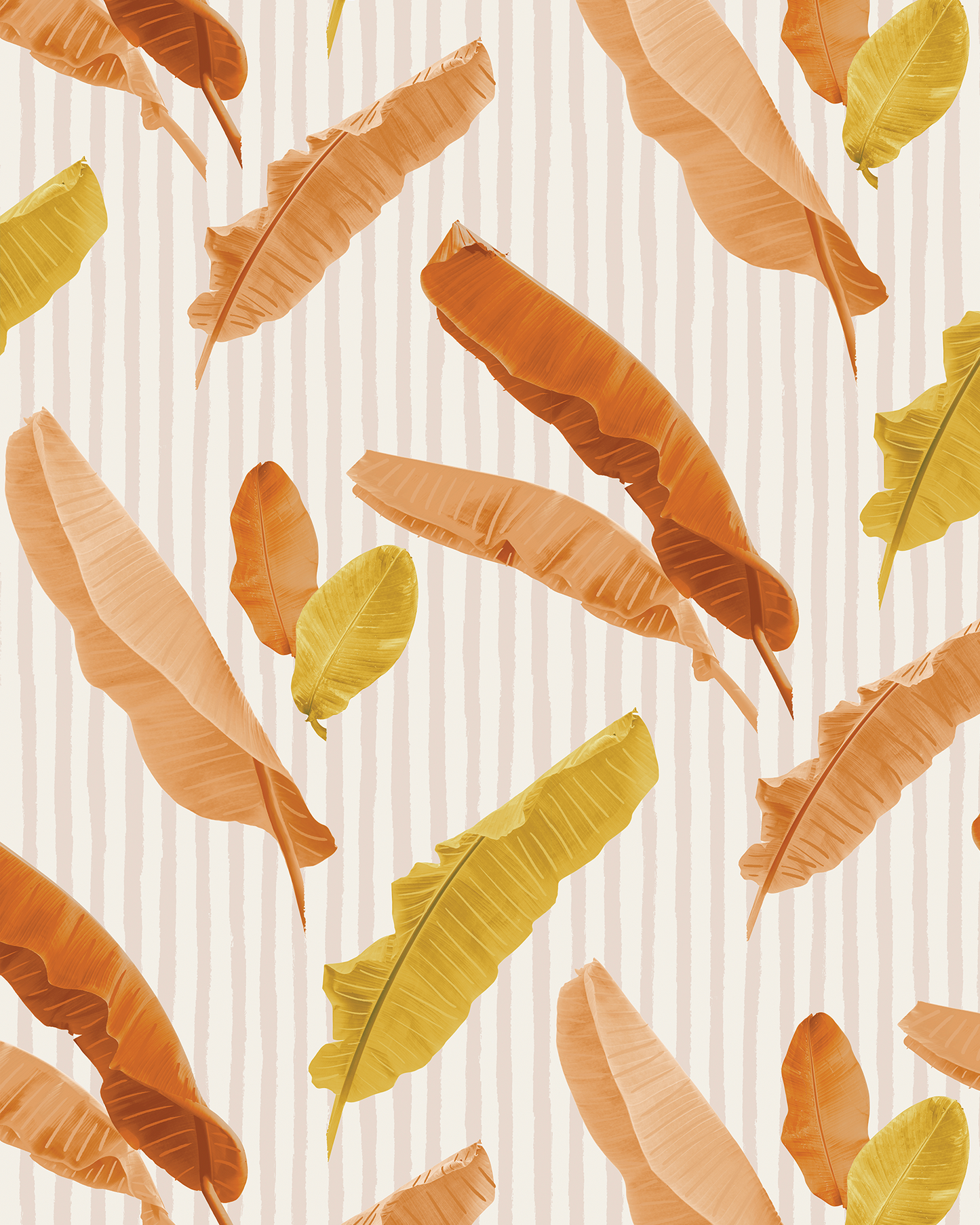Banana Cabana Wallpaper, rust and mustard