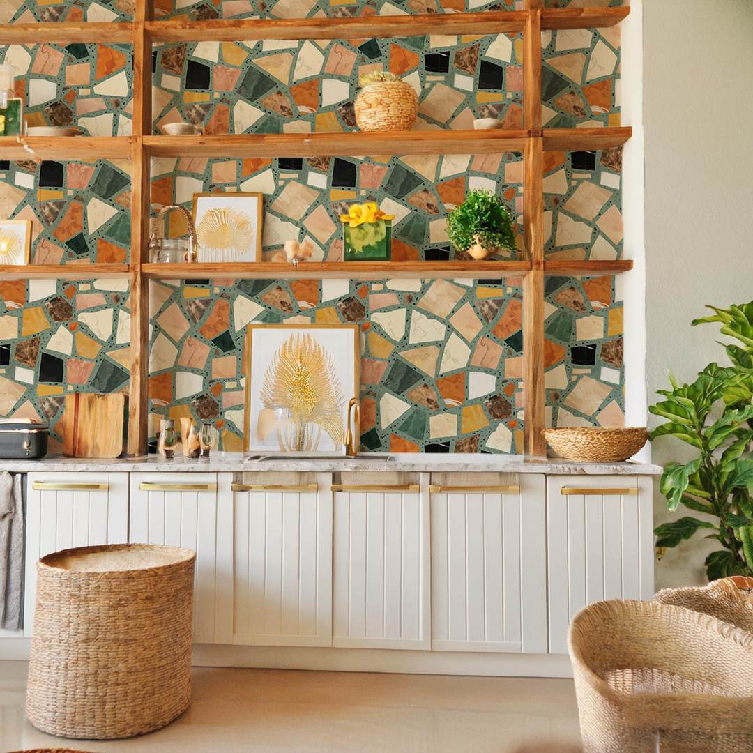 Dolce Terrazzo Wallpaper, teal