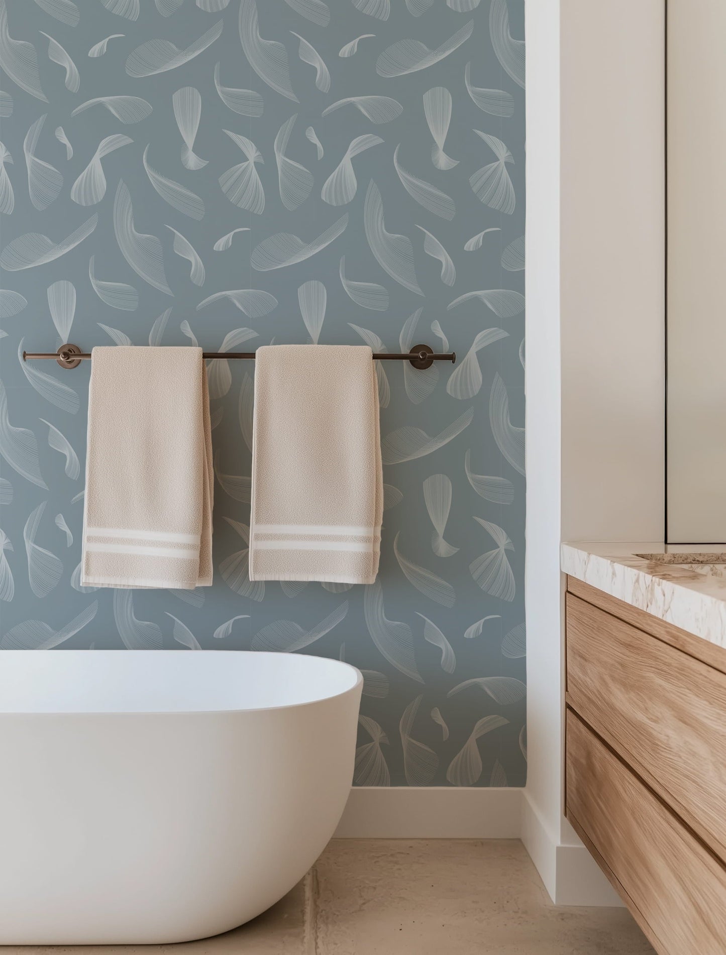 Quill Whispers Wallpaper – Slate Blue