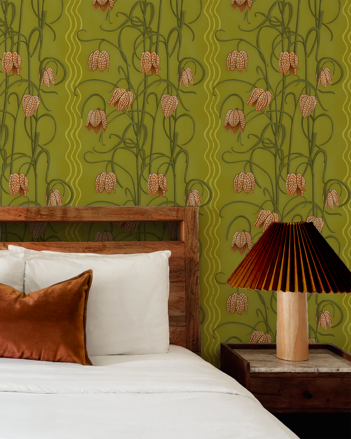 Campanas Wallpaper, chartreuse and orange