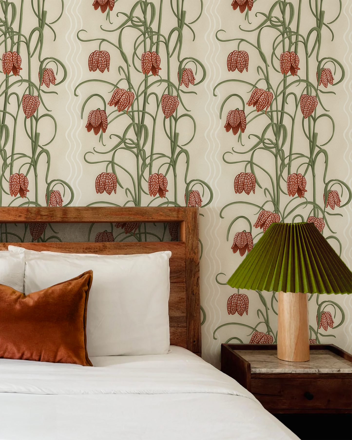 Campanas Wallpaper, neutral and burnt orange