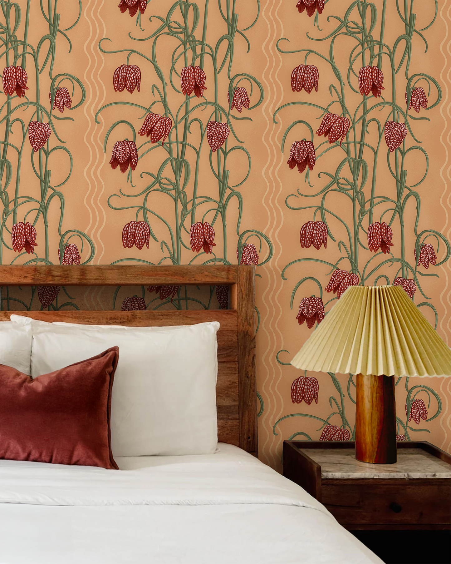 Campanas Wallpaper, peach and rust