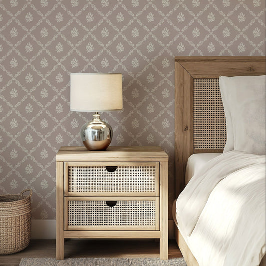 Della Dusty Pink Floral Trellis Wallpaper