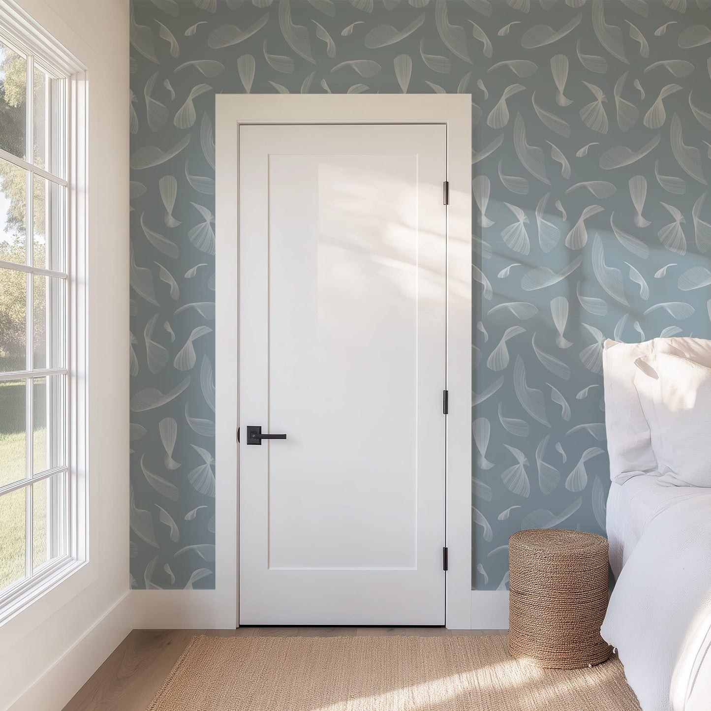 Quill Whispers Wallpaper – Slate Blue