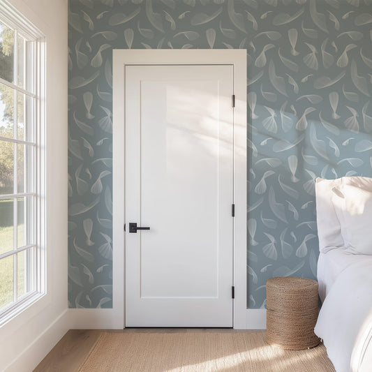 Quill Whispers Wallpaper – Slate Blue