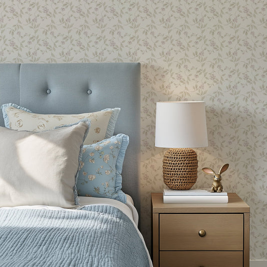 Blythe Cream and Pink Wallpaper | Romantic Vintage Floral