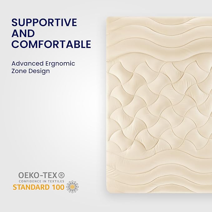 Premium Zoned Cooling Mattress Pad - Beige