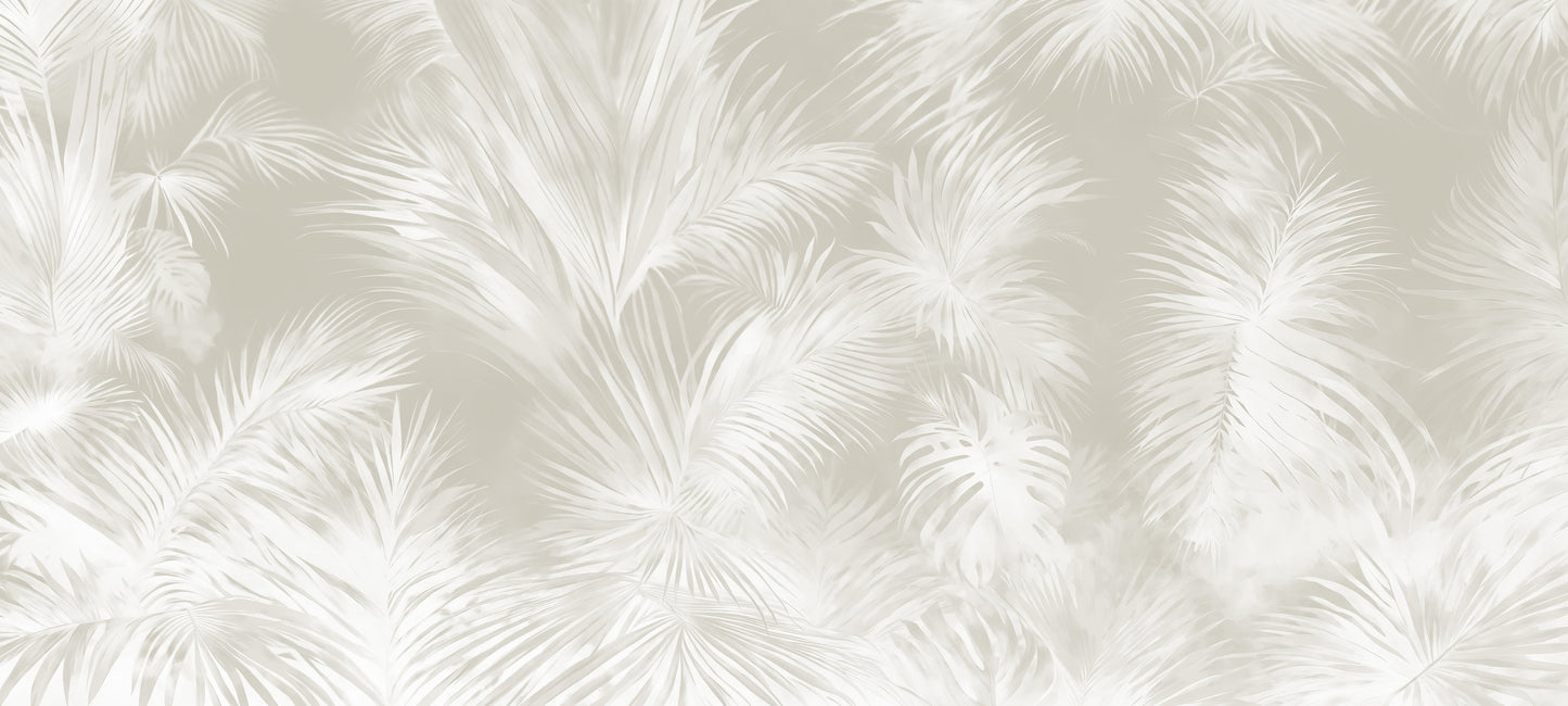 Beige & White Tropical Palm Wall Mural