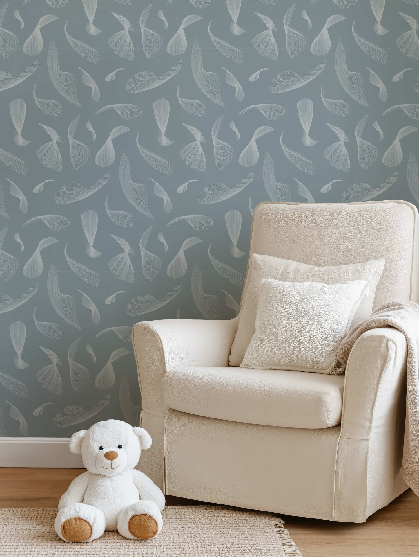 Quill Whispers Wallpaper – Slate Blue