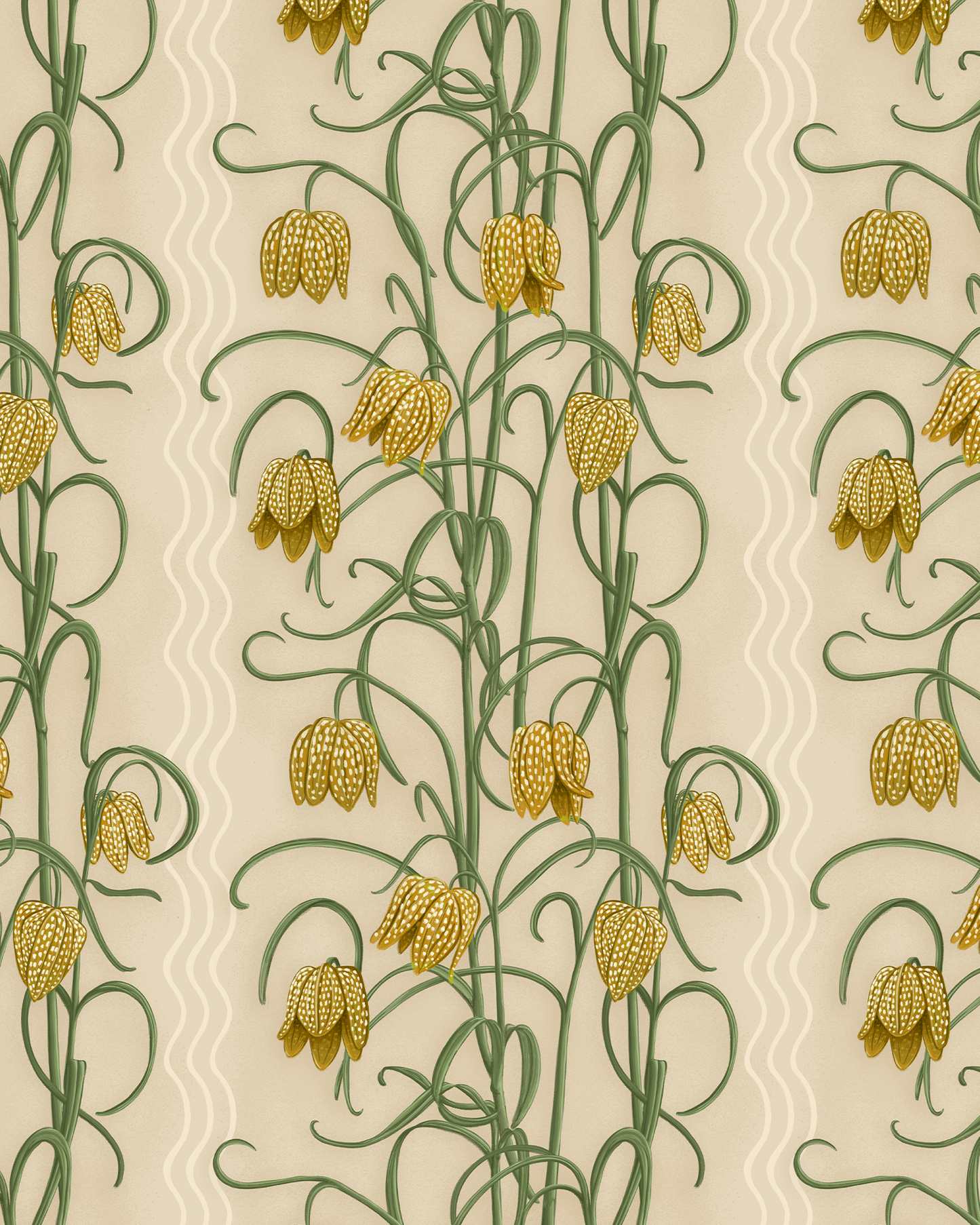 Campanas Wallpaper, tan and ocher